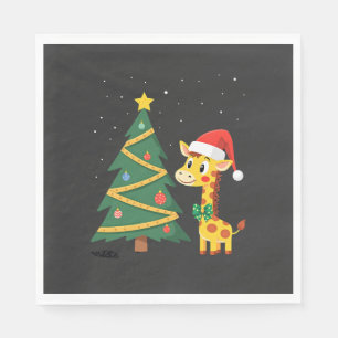 Serviette En Papier Homme en pain d'épices Girafe Chapeau de Père Noël