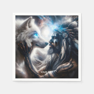 Serviette En Papier Homme tribal de Loup mignon Imaginaire
