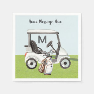 Serviette En Papier Hommes Anniversaire Retraite Golf Thème Monogramme