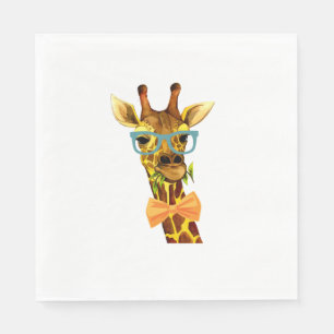 Serviette En Papier Hommes Femmes Nerdy Giraffe, Animaux Drôle
