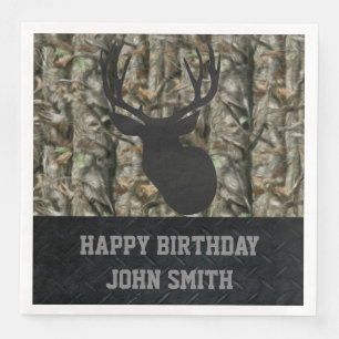 Serviette En Papier Hommes Joyeux Anniversaire Camo Deer Chasse Servie