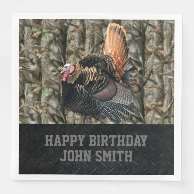 Serviette En Papier Hommes Joyeux Anniversaire Camo Turquie chasse des (Devant)