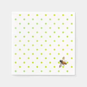 Serviette En Papier Honey Bee  motif de polka-point vert rétro