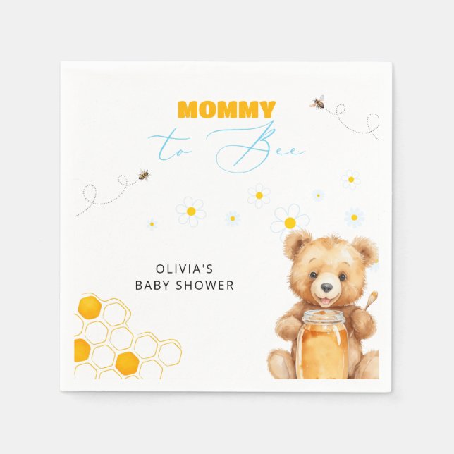 Serviette En Papier Honey Teddy Bear Boy Girl Baby shower (Devant)