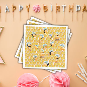 Serviette En Papier Honeycomb et abeilles premier anniversaire