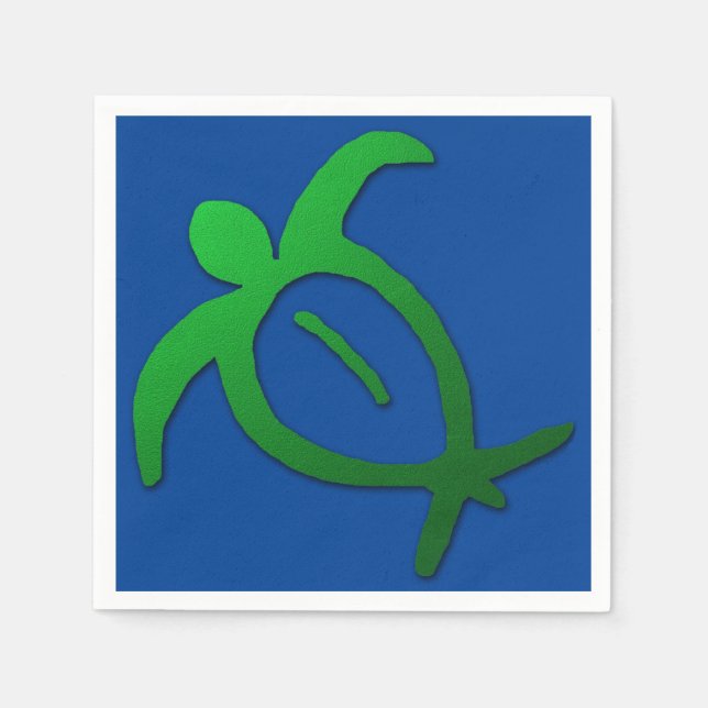Serviette En Papier Honu Petroglyph hawaïen sur bleu (Devant)