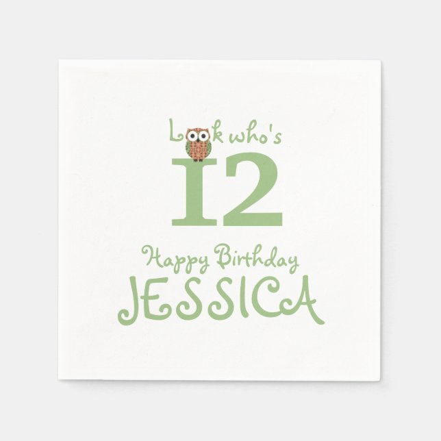 Serviette En Papier Hoot Owl Joyeux anniversaire (Devant)