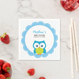 Serviette En Papier Hoot Owl Woodland Animal Baby Boy Blue