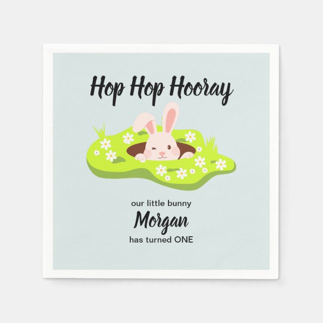 Serviette En Papier Hop Hop Hooray Un Lapin Rabbit Hole 1er Anniversai (Devant)