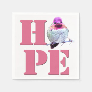 Serviette En Papier HOPE rose Anna's Hummingbird Photo Napkin
