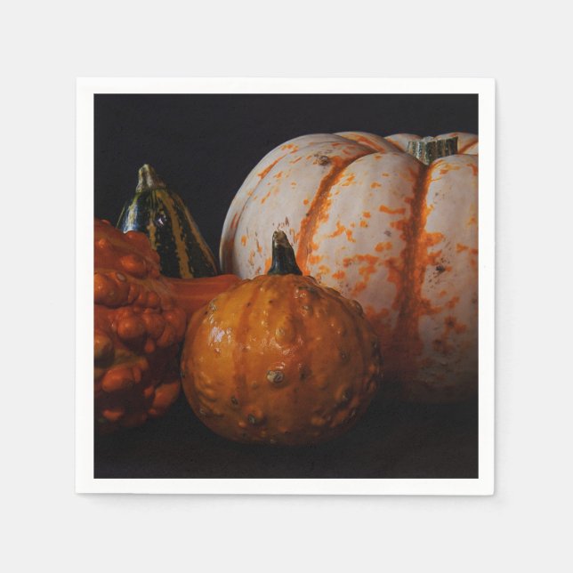 Serviette En Papier Horaires d'automne et Citrouille (Devant)