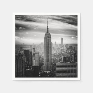 Serviette En Papier Horizon de New York City noir et blanc