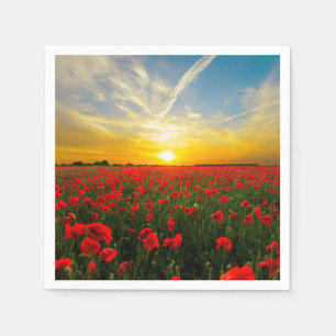 Serviette En Papier Horizon merveilleux de coucher du soleil de champ
