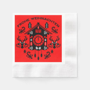 Serviette En Papier Horloge allemande Frohe Weihnachten
