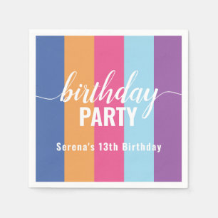 Serviette En Papier Horloge couleur vive et audacieuse Anniversaire