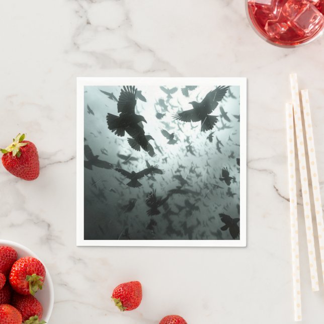 Serviette En Papier Horloge des corbeaux, des aventures (En situation)