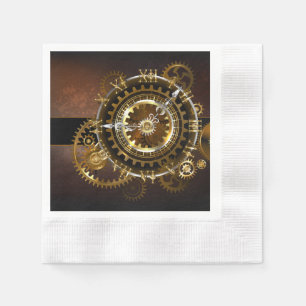Serviette En Papier Horloge Steampunk avec des engrenages anciens