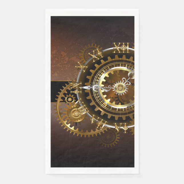 Serviette En Papier Horloge Steampunk avec des engrenages anciens (Devant)