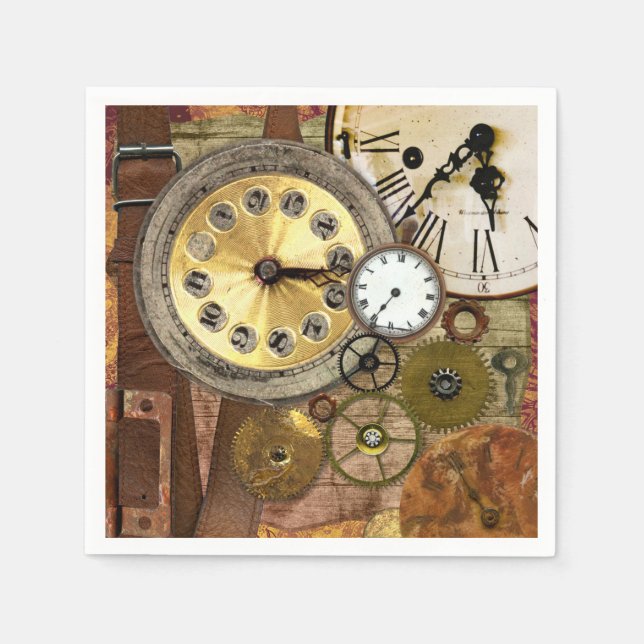 Serviette En Papier Horloges Rusty Old Steampunk Art (Devant)