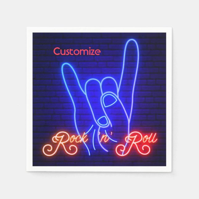 Serviette En Papier Hornes Up Rock 'n Roll (Devant)