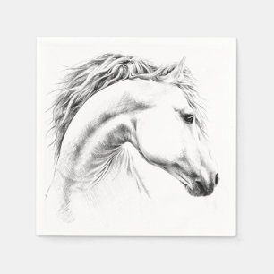 Serviette En Papier Horse portrait drawing equestrian art