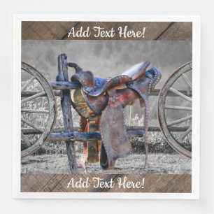 Serviette En Papier Horse Saddle Corral clôture Western Wagon Wheels