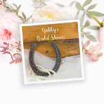 Serviette En Papier Horseshoe and Pearls Country Western Bridal Shower<br><div class="desc">Add a touch of charm to your casual yet classy pre marriage party with the pretty Horseshoe and Pearls Country Western Bridal Shower Paper Napkins. These rustic chic custom equine wedding shower disposable napkins feature a quaint photograph of a rusty horseshoe, white pearl necklace and bridal veil with a brown...</div>
