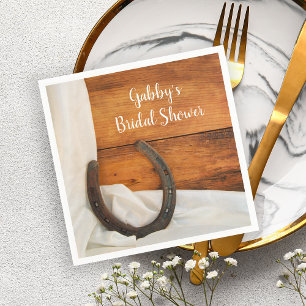 Serviette En Papier Horseshoe and Satin Country Western Bridal Shower