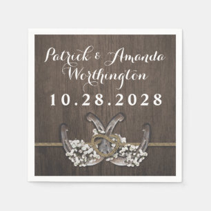Serviette En Papier Horseshoe Bébé's Breath Rustic Mariage serviettes