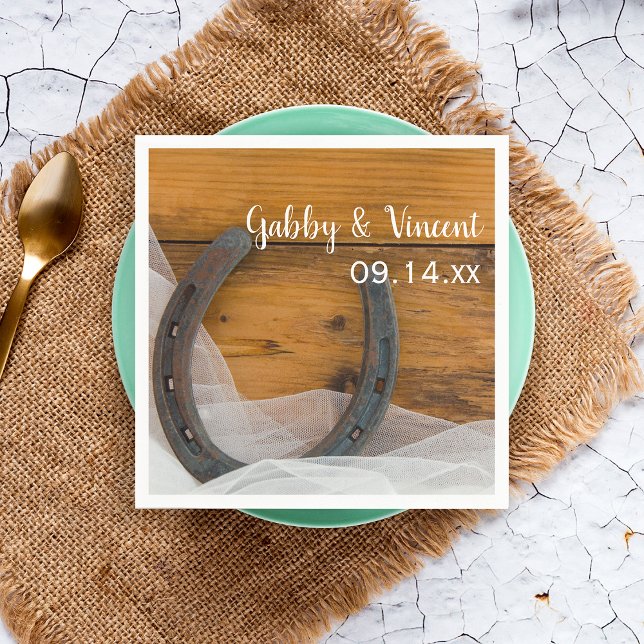 Serviette En Papier Horseshoe et Veil Country Western Mariage (Créateur téléchargé)