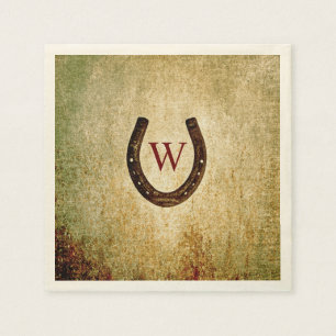 Serviette En Papier Horseshoe Monogrammed Cocktail Napkin
