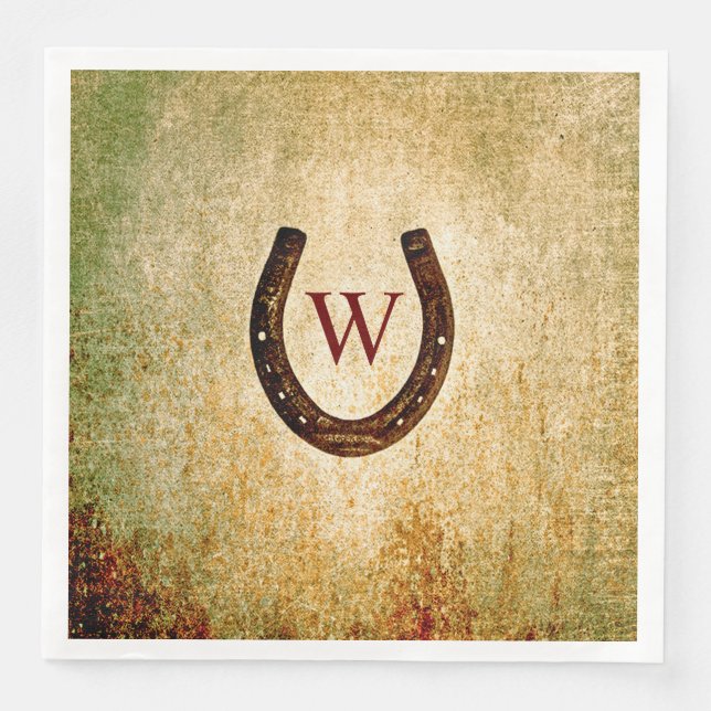 Serviette En Papier Horseshoe Monogrammed Diner Napkin (Devant)
