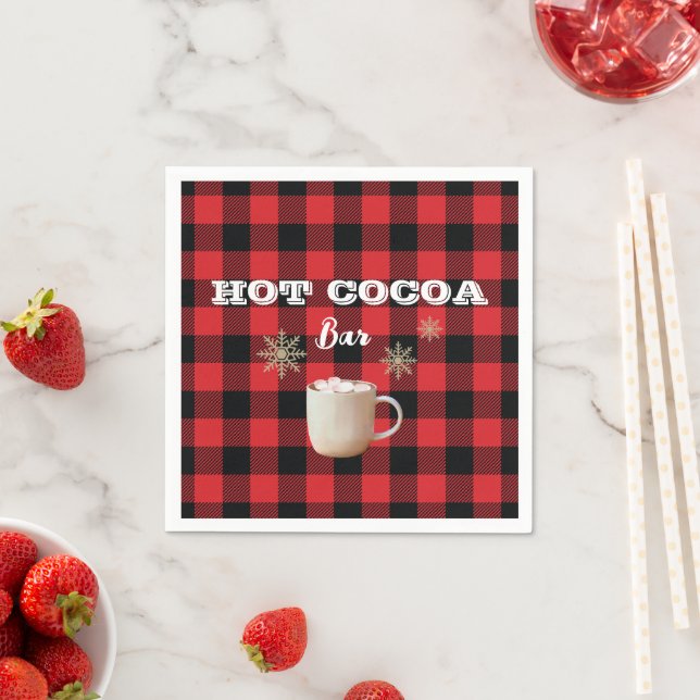 Serviette En Papier Hot Cocoa Bar Check Mountain (En situation)