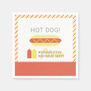 Serviette En Papier HOT DOG! Anniversaire moderne rouge et jaune