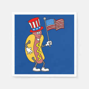 Serviette En Papier Hot Dog Patriotic tenant le drapeau américain 4 ju
