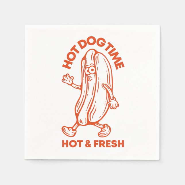 Serviette En Papier Hot Dog Time (Devant)