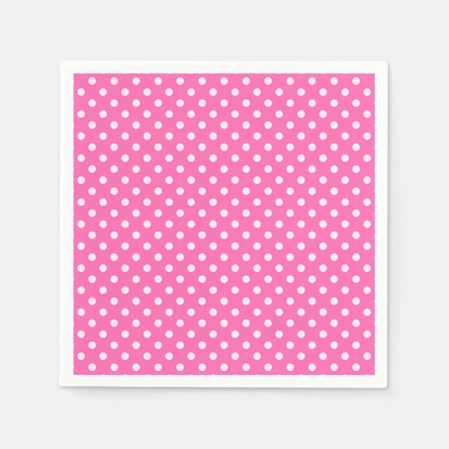 Serviette En Papier Hot Pink #2 et White Polka Dots (Devant)