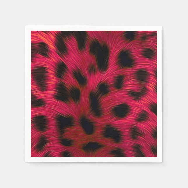Serviette En Papier Hot Pink Leopard Print Faux  (Devant)
