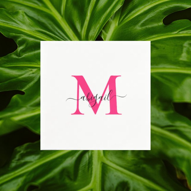 Serviette En Papier Hot Rose Swash Script Cocktail blanc (Créateur téléchargé)