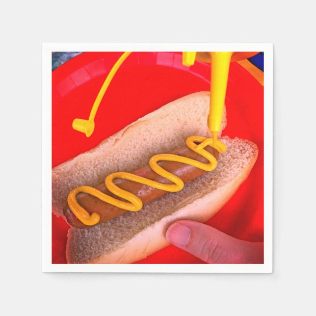 Serviette En Papier Hotdog et moutarde - Papier Napkin (Devant)
