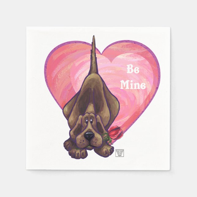 Serviette En Papier Hound Dog Valentine's Day (Devant)