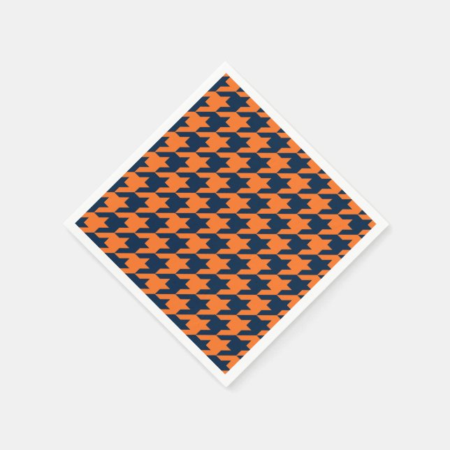 Serviette En Papier Houndstooth Orange/Navy (Coin)