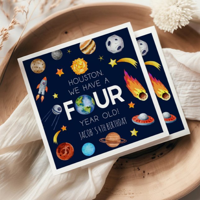 Serviette En Papier Houston Nous avons quatre ans 4e fête d'anniversai (Créateur téléchargé)