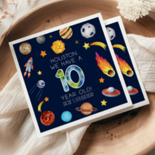 Serviette En Papier Houston We Have A 10 Year Old Fête d'anniversaire 