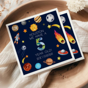 Serviette En Papier Houston We Have A 5 Year Old Fête d'anniversaire d
