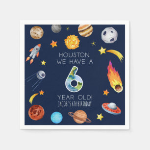 Serviette En Papier Houston We Have A 6 Year Old Fête d'anniversaire d