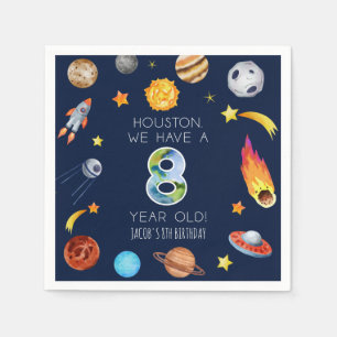 Serviette En Papier Houston We Have A 8 Year Old Fête d'anniversaire 8