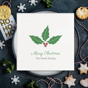 Serviette en papier Houx de Noël