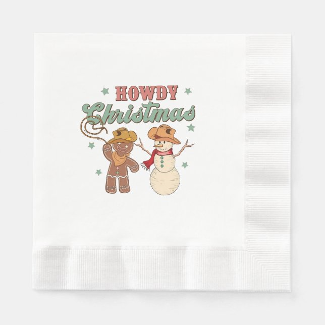 Serviette En Papier Howdy Christmas Cowboy Snowman Western Funny (Devant)