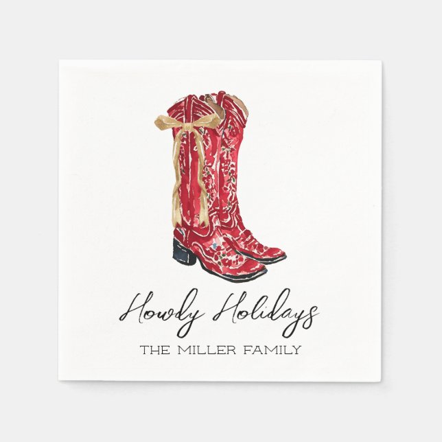 Serviette En Papier Howdy Holidays Cowgirl (Devant)